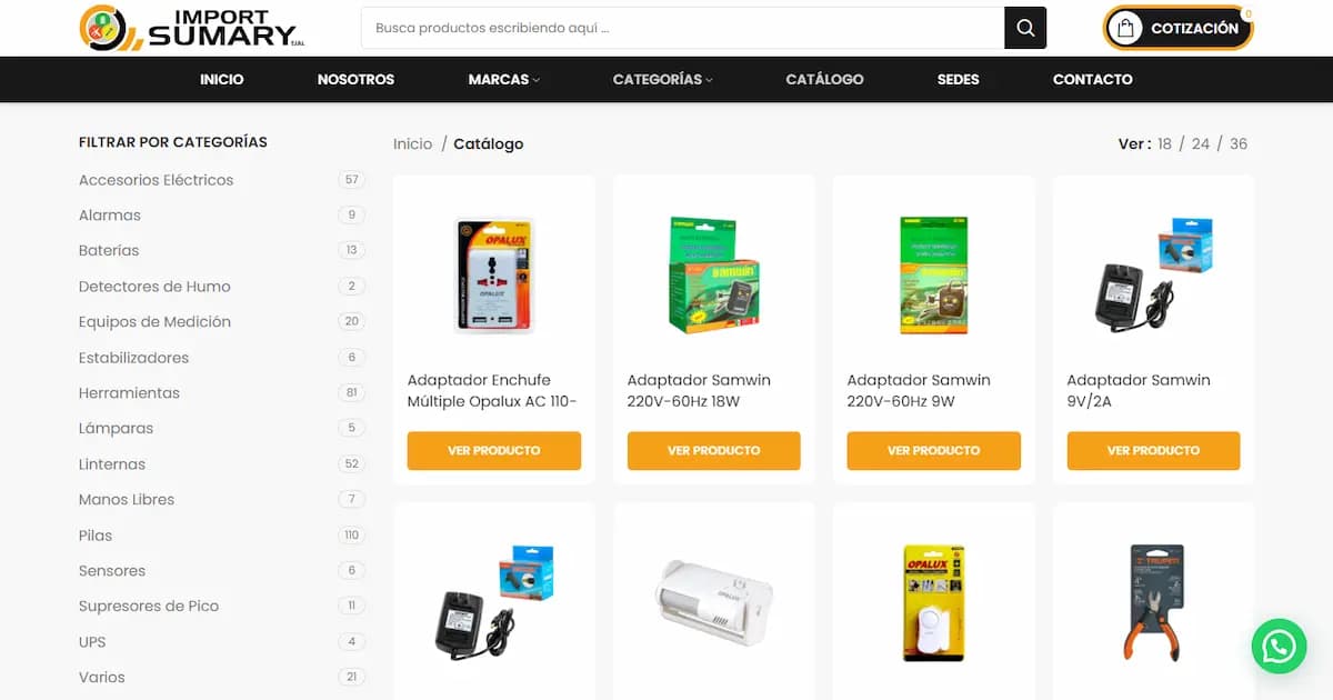 Diseño de Página Web en Perú - Import Sumary