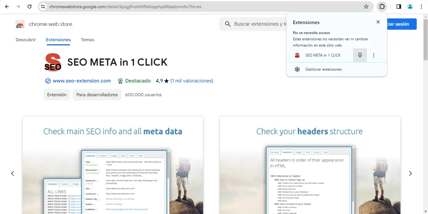Instalación de la Extensión Seo Meta in 1 Click