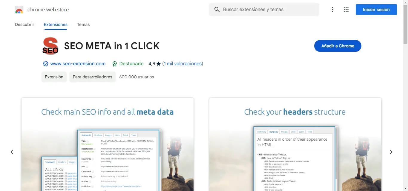 Seo Meta in 1 Click Extension Page